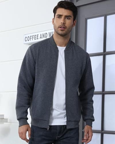 YuKaiChen Men's Lightweight Bomber Jacket with Zipper Pockets