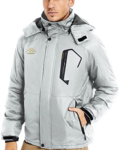 INVACHI Men's Warm Winter Waterproof Ski Jacket Windproof Hooded Raincoat