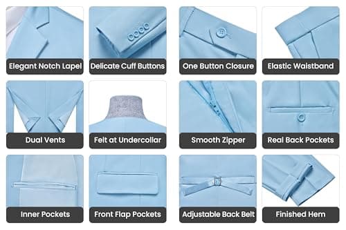 Saruit Men'sSlim Fit Tuxedo Suit 3PC 2-Button Prom Wedding Party