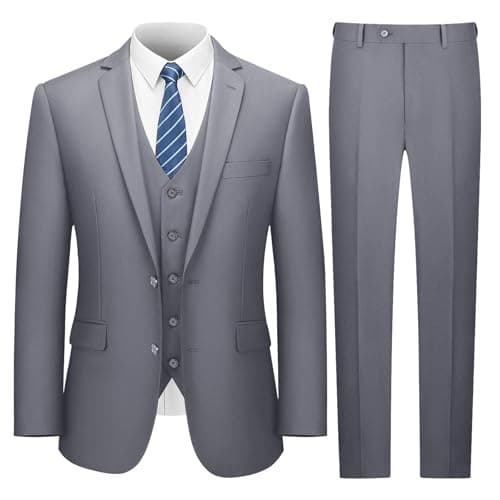 LUPURTY Men's Slim Fit 3 Piece Tuxedo Set for Business & Wedding