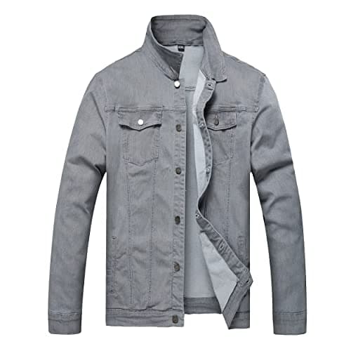 QIMYUM Men's Distressed Slim Denim Jean Jacket