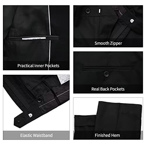 WEEN CHARM Men's Slim Fit 3-Piece Tuxedo Suit 2-Button Jacket Pants Tie