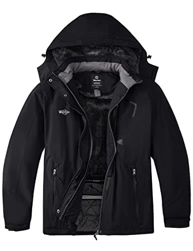 wantdo Women's Plus Size Waterproof Ski Jacket Winter Warm Hooded Coat