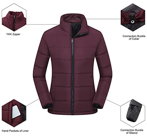 PTSOC Women's 3-in-1 Ski and Hike Jacket - Waterproof, Windproof, Warm Winter Snow Coat