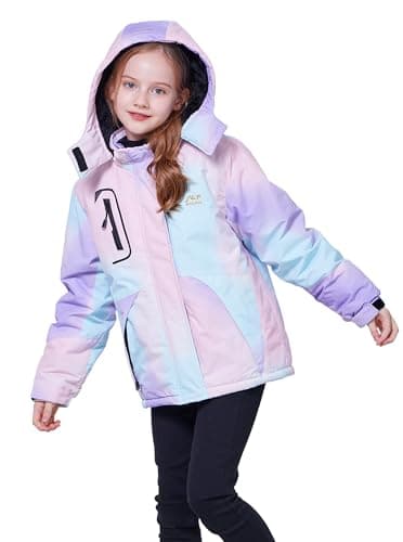 WULFUL Girls' Waterproof Fleece Ski Jacket