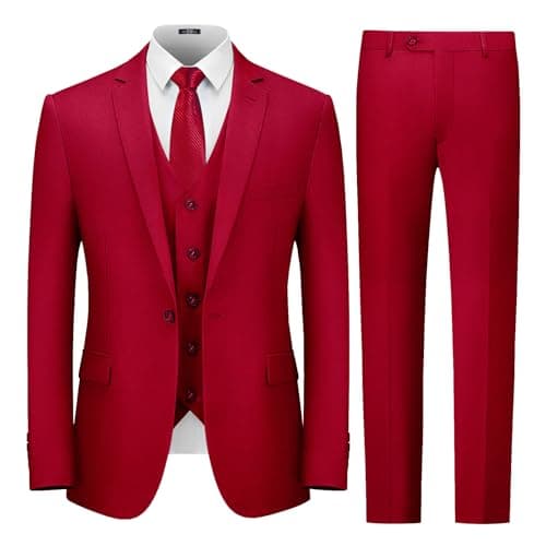 Cooper & Nelson Slim Fit 3-Piece Mens Suit Set Solid Jacket,Vest,Pants&Tie