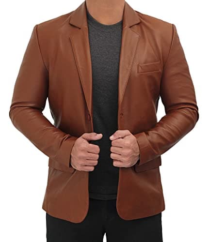 Black & Brown Real Lambskin Leather Blazer for Men