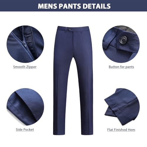 KUDMOL Men's Slim Fit 2-Piece Casual One-Button Solid Suits for Business and Wedding Party