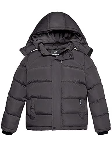 Wantdo Boys' Fleece Waterproof Winter Puffer Jacket with Hood