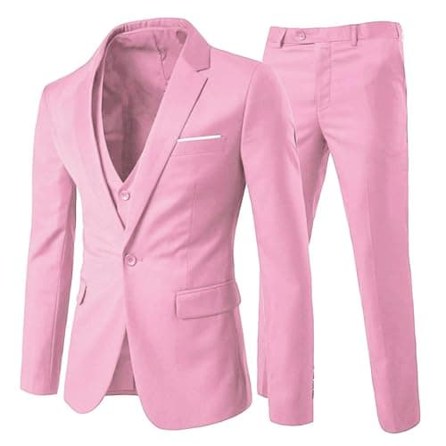 Cloudstyle Men's Slim Fit Notched Lapel 3-Piece Formal Suit Jacket & Pants Set