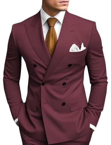 Double Breasted Suit Men Slim Fit 2 Piece Wedding Prom Set