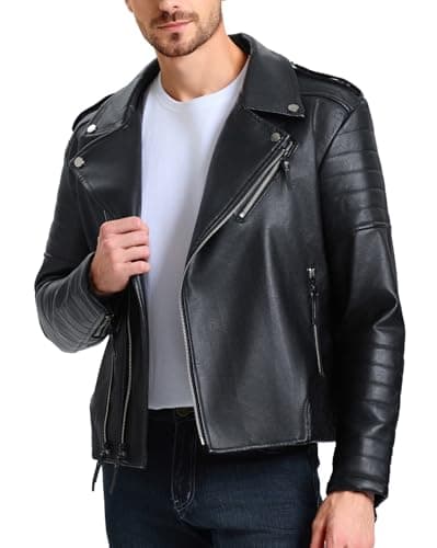 WULFUL Men's Leather Jackets Global Recycled Standard
| Faux Bomber Jacket for Men Global Recycled Standard
| Motorcycle Lapel Asymmetric Zip-Up Slim Fit Biker Coat Global Recycled Standard