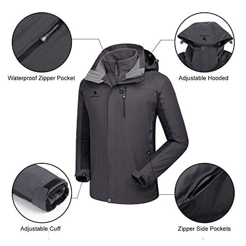 CAMEL CROWN Men's 3 in 1 Waterproof Winter Snow Jacket Windproof Hooded