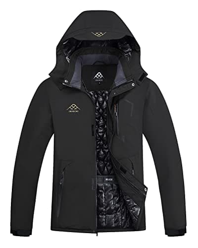 INVACHI Men's Warm Winter Waterproof Ski Jacket Windproof Hooded Raincoat