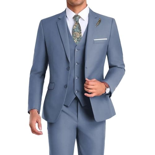 Mrbuerly Men's Slim Fit 3-Piece Suit for Groomsmen with Tie and Pants XS/36-30