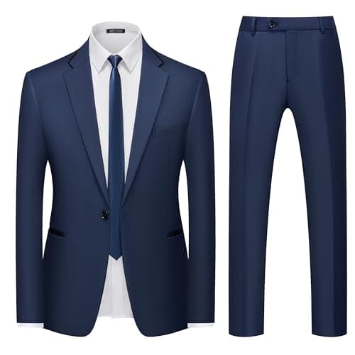 WEEN CHARM Men's Slim Fit 2-Piece One-Button Blazer & Tuxedo Pants Wedding Prom Suit Set