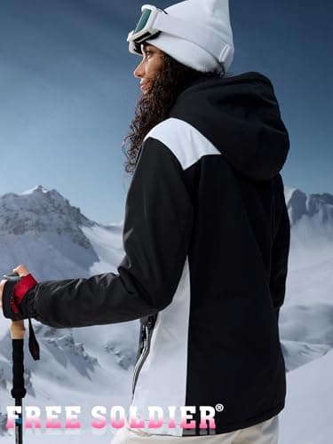 FREE SOLDIER Women's Waterproof Winter Ski Jacket Warm Fleece Lined with Hood