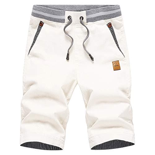 JustSun Men's Classic Fit Cotton Shorts with Elastic Waist and Pockets