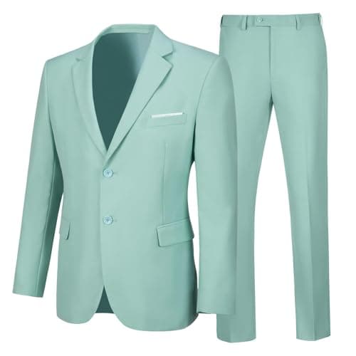 Elionm Men's Slim Fit 2-Piece Business Wedding Tuxedo Suit Jacket and Pants