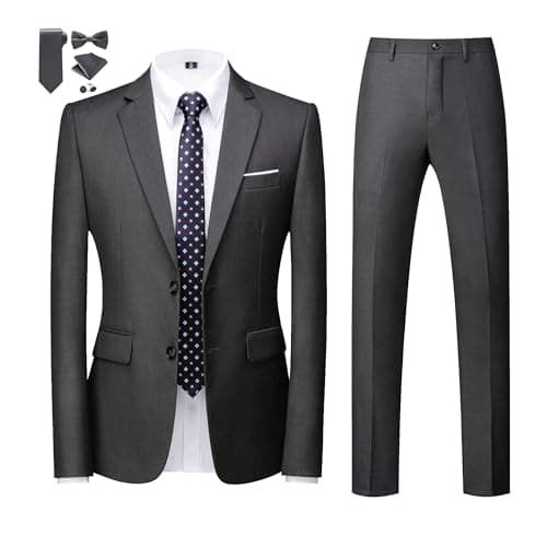 MOGU Men's Slim Fit Prom Tuxedo 2-Piece Suit (Jacket + Pants)