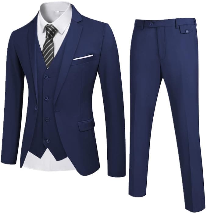 COOFANDY Men's 3 Piece Slim Fit Wedding Suit Set Groom Tuxedo