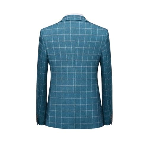 MOGU Men's Slim Fit Plaid Suit - Blazer, Vest, Pants for Weddings, Proms, and Business