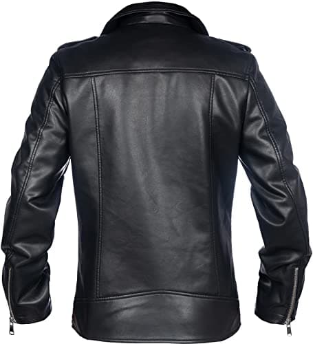 Whattry Men's Padded Faux Leather Windbreaker Jacket with Hood