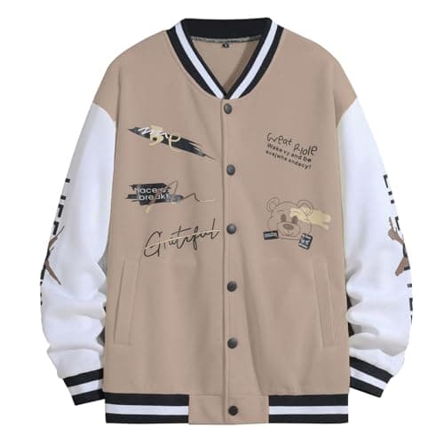 Xoxingysm Unisex Vintage Color Block Baseball Jacket