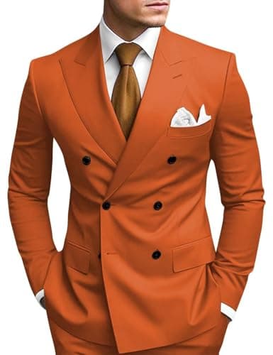 Double Breasted Suit Men Slim Fit 2 Piece Wedding Prom Set