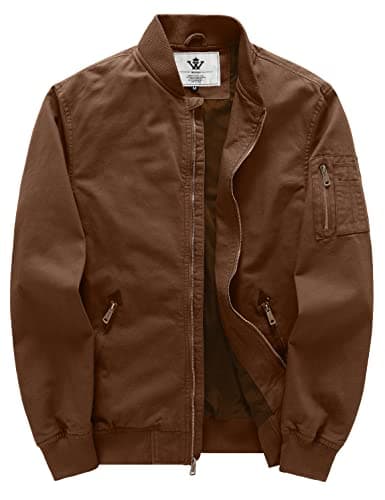 WenVen Men's Lightweight Cotton Flight Bomber Jacket