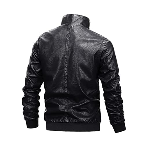 Maiyifu GJ Men's Faux Leather Zip-Up Moto Jacket