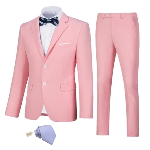 Slim Fit Suit Set for Men: Solid Color Jacket, Pants, and Tie