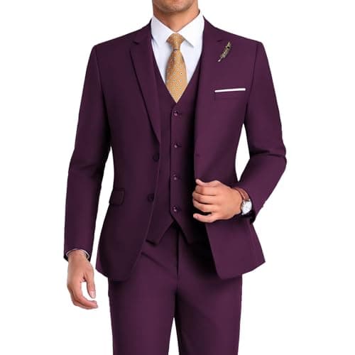 Mrbuerly Men's Slim Fit 3-Piece Suit for Groomsmen with Tie and Pants XS/36-30
