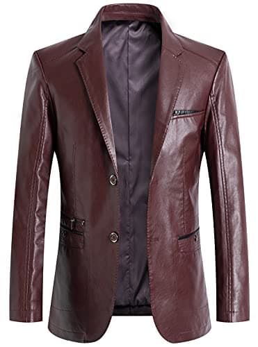Chou Yakou Men's Slim Fit Notched Collar Moto Blazer Jacket
