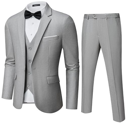 Saruit Men's Slim Fit 3-Piece Tuxedo Set for Prom and Weddings