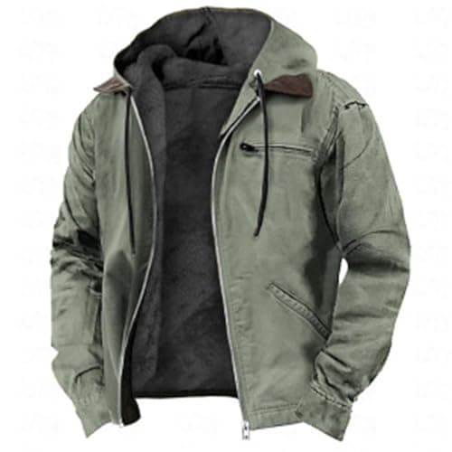 Thick Fleece Full Zip Hoodie for Men Sherpa Lined Warm Coat