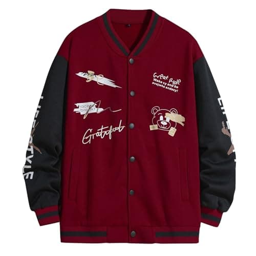 Xoxingysm Unisex Vintage Color Block Baseball Jacket