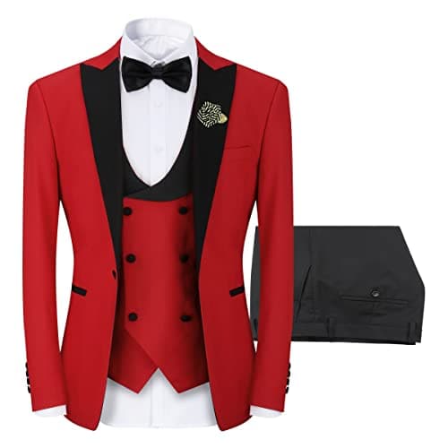 YFFUSHI Men's Slim Fit One-Button Prom Suit Set