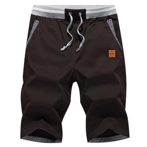 JustSun Men's Classic Fit Cotton Shorts with Elastic Waist and Pockets