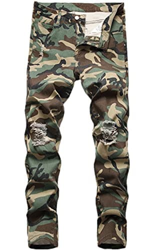 Slim Fit Ripped Distressed Stretch Jeans for Men