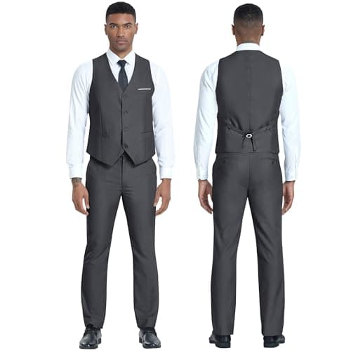ZKHOECR Men's Slim Fit 3-Piece Suit Set for Business and Weddings