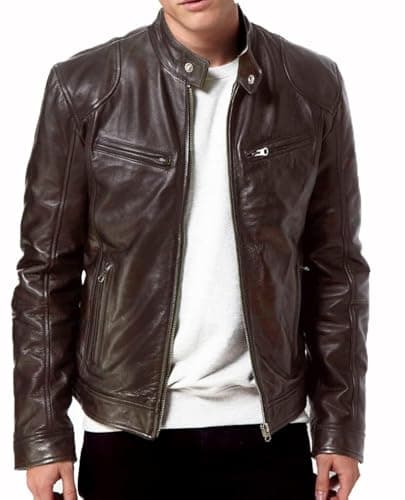 DECIMAL Genuine Black Lambskin Biker Jacket for Men VINTAGE Motorcycle Jackets