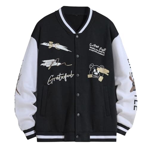 Xoxingysm Unisex Vintage Color Block Baseball Jacket