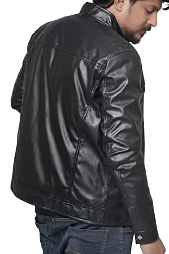 EASTIFIED Men's Slim Fit Lightweight Faux Leather Casual Motorcycle Jacket