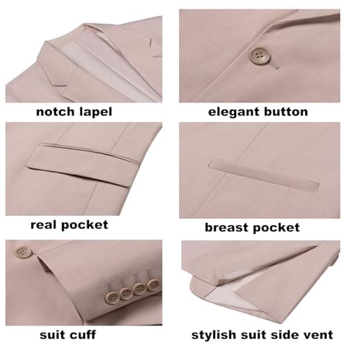 Solove-Suit Men's 3-Piece Regular Fit One-Button Formal Suit for Wedding