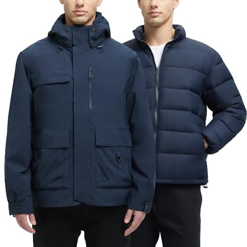 Men's Waterproof 3-in-1 Winter Ski Coat Puffer Liner Snow Windbreaker