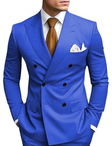 Double Breasted Suit Men Slim Fit 2 Piece Wedding Prom Set