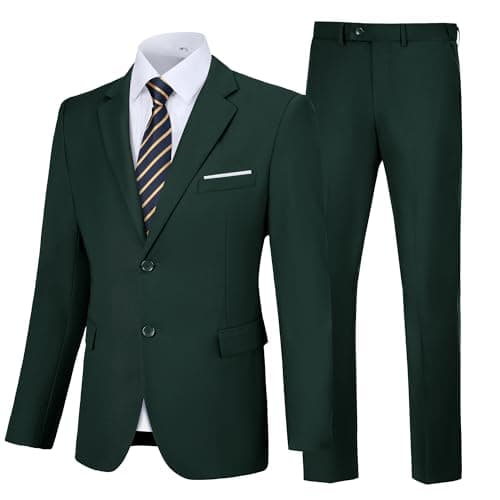 Amyox Men's Slim Fit Two Piece Wedding Prom Suit Jacket & Pants Set