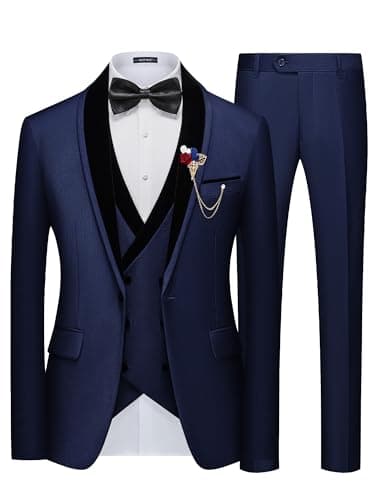 MAGE MALE Men's Slim Fit 3 Piece Formal Tuxedo Set for Weddings and Events