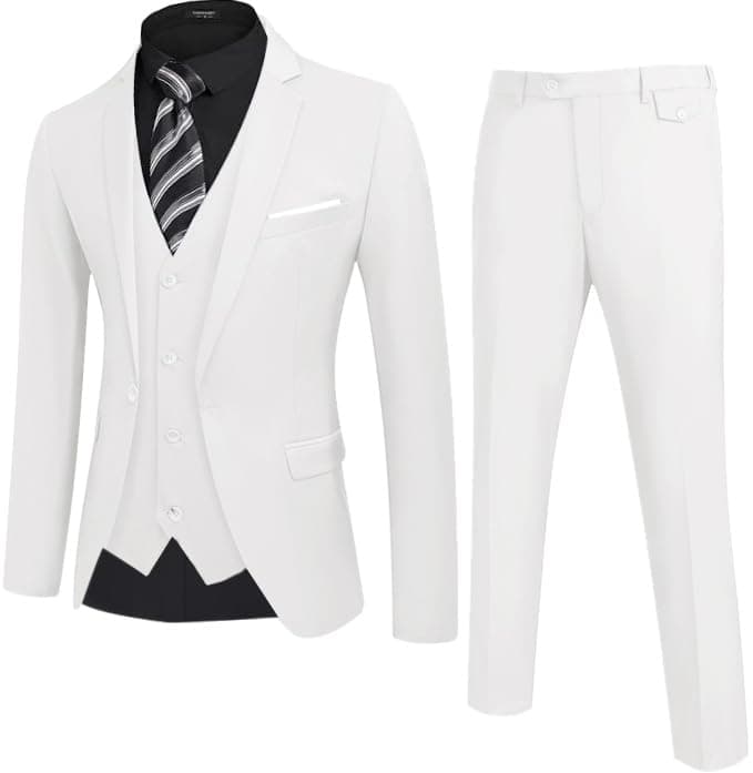 COOFANDY Men's 3 Piece Slim Fit Wedding Suit Set Groom Tuxedo